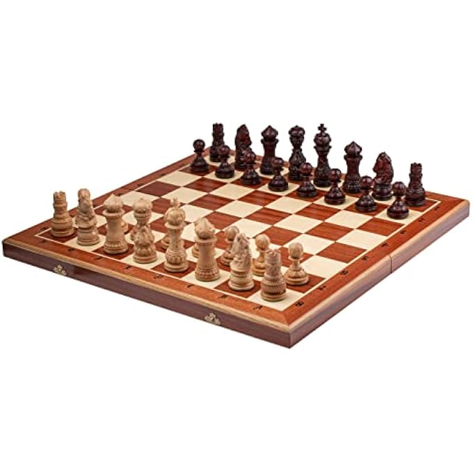 rayihni WOODEN CHESS SET WITH PIECES 60 CM / 23 IN - HANDCRAFTED AND PORTABLE LARGE CHESS BOARD GAME FOR ADULTS AND KIDS - Image 4